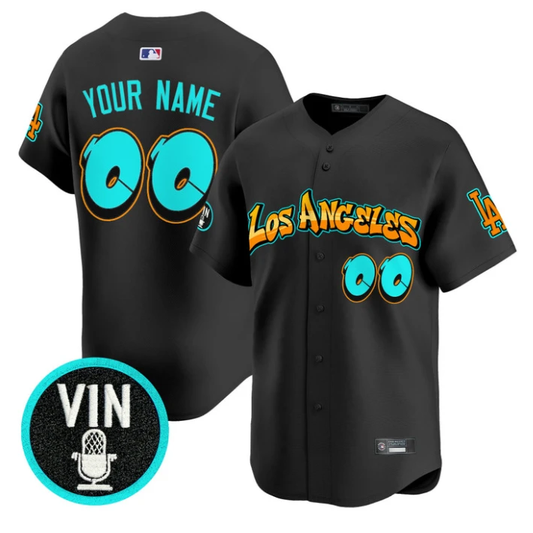Custom Los Angeles Dodgers Jersey Graffiti Street Style Edition Stitched Black by My Store