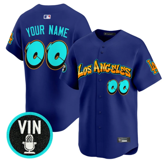 Custom Los Angeles Dodgers Jersey Graffiti Street Style Edition Stitched Royal by My Store