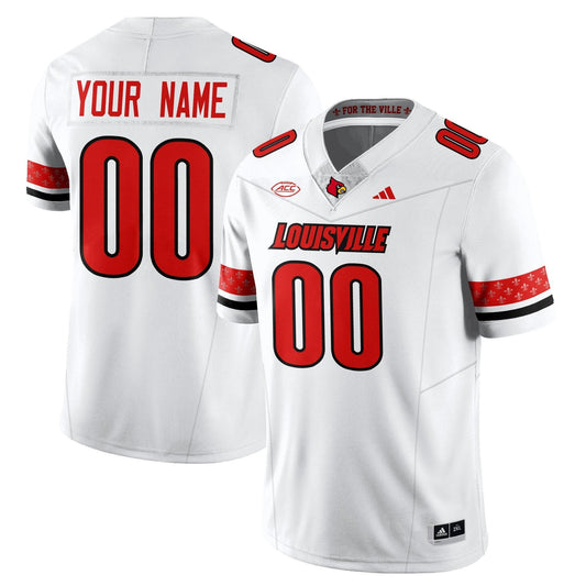 Custom Louisville Jersey Name, Number Football 2025 Vapor Limited Stitched White by NCAA Football Jersey