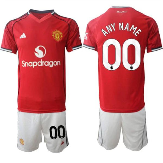 Custom Manchester United Jersey Name, Number Red Home 2025-26 Soccer Suit by Soccer Jersey