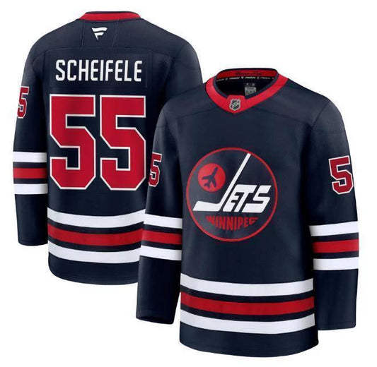Custom Mark Scheifele Jets Jersey - Alternate Navy All Stitched by Hockey David