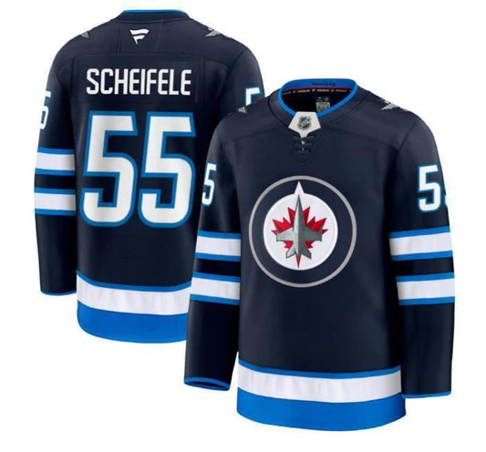 Custom Mark Scheifele Jets Jersey - Navy All Stitched by Hockey David