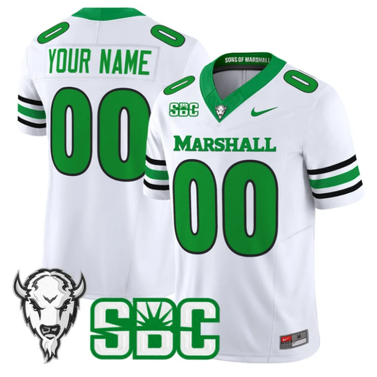 Custom Marshall Thundering Herd Jersey 2025 Vapor Limited Stitched White by NCAA Football Jersey