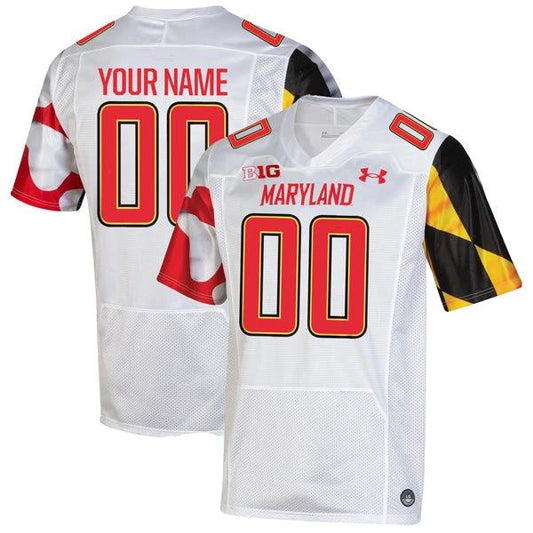 Custom Maryland Terrapins Jersey Name and Number College Football White Away Game – All Stitched by My Store