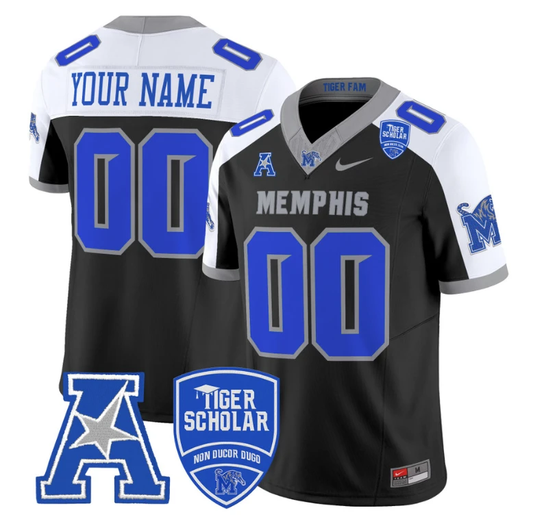 Custom Memphis Tigers Jersey 2024 Vapor Limited Football Stitched Black Alternate by NCAA Football Jersey