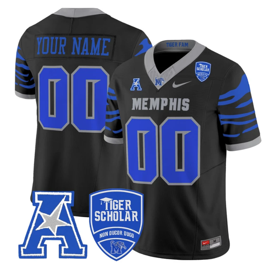 Custom Memphis Tigers Jersey 2024 Vapor Limited Football Stitched Black by NCAA Football Jersey