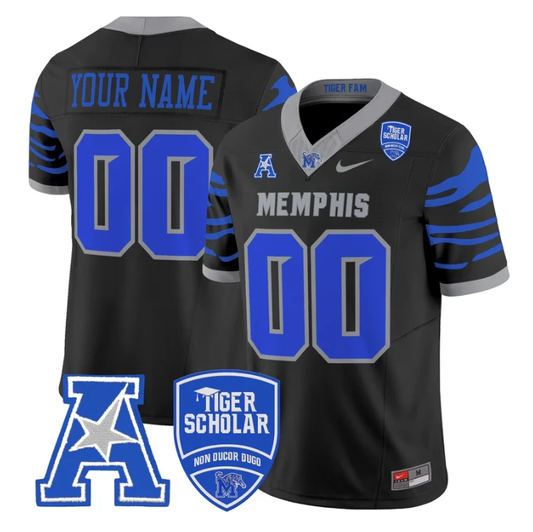 Custom Memphis Tigers Jersey Name, Number 2025 Vapor Limited Stitched Black by My Store NCAA Football Jerseys