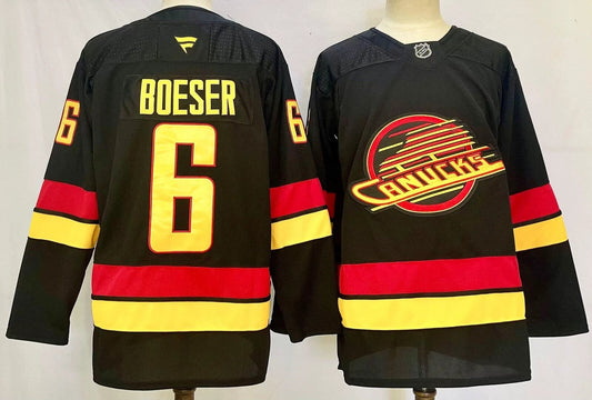 Custom Men Brock Boeser Canucks Black Jersey All Stitched by Hockey David