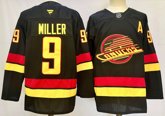 Custom Men J.T. Miller Canucks Black Jersey All Stitched by Hockey David