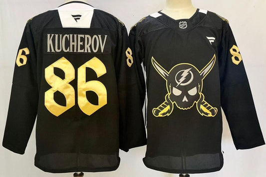 Custom Men Nikita Kucherov Lightning Black Jersey All Stitched by Hockey David