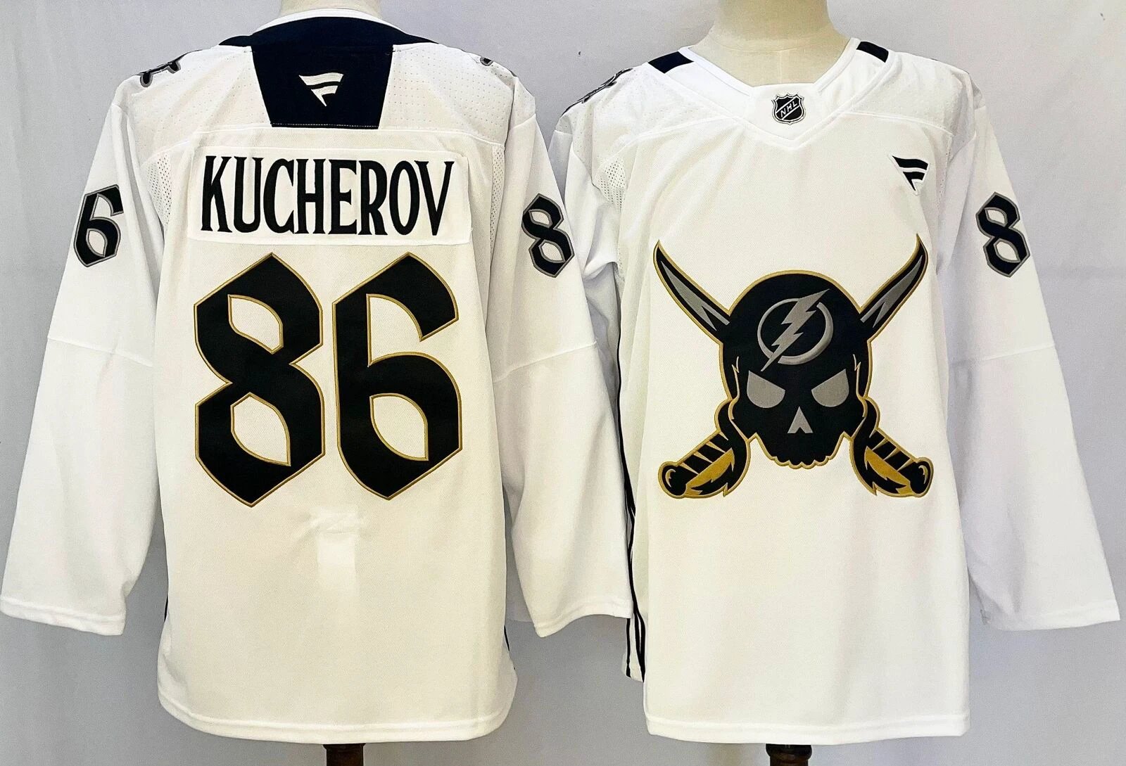 Custom Men Nikita Kucherov Lightning White Jersey All Stitched by Hockey David