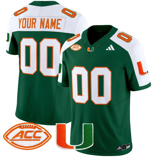 Custom Miami Hurricanes Jersey Name, Number 2025 Limited Stitched Green Alternate by My Store