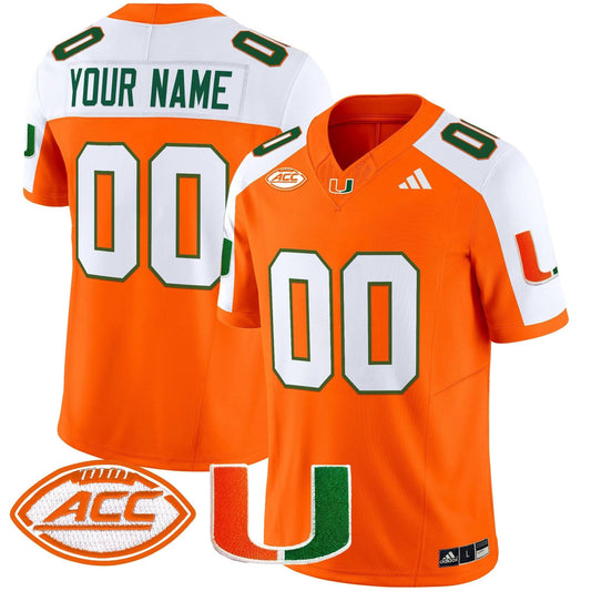 Custom Miami Hurricanes Jersey Name, Number 2025 Limited Stitched Orange Alternate by My Store