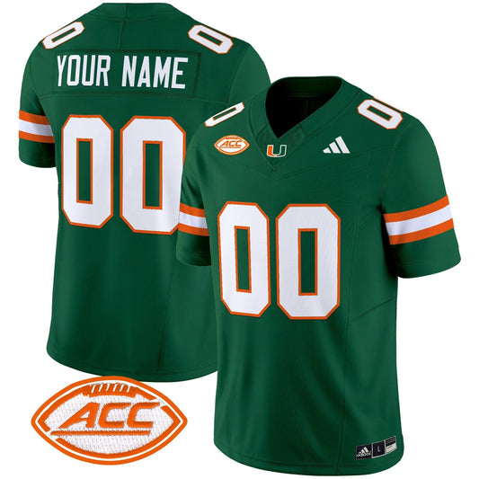 Custom Miami Hurricanes Jersey Name, Number 2025 Limited Stitched Green by My Store