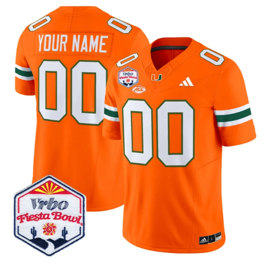 Custom Miami Hurricanes Jersey 2026 Fiesta Bow Patch Limited Stitched Orange by NCAA Football Jersey