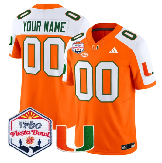 Custom Miami Hurricanes Jersey 2026 Fiesta Bow Patch Limited Stitched Orange Alter by NCAA Football Jersey