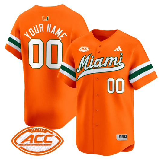 Custom Miami Hurricanes Jersey Name, Number 2024 Baseball Orange by My Store