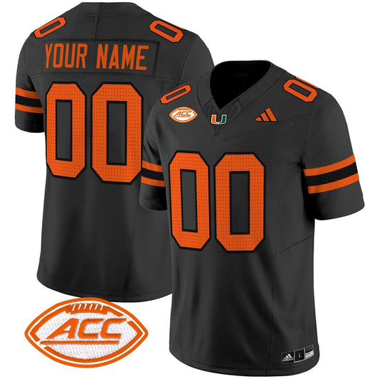 Custom Miami Hurricanes Jersey Name, Number 2025 Limited Stitched Black by NCAA Football Jersey