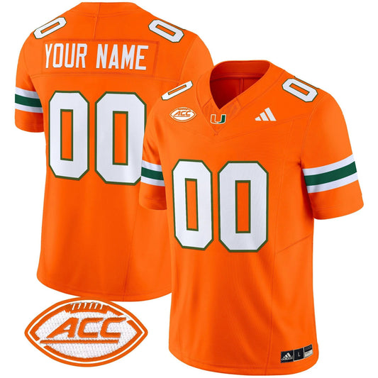 Custom Miami Hurricanes Jersey Name, Number 2025 Limited Stitched Orange by NCAA Football Jersey