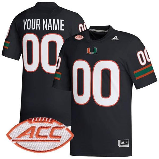 Custom Miami Hurricanes Jersey Name and Number College Football Black Alternate Game – All Stitched by My Store