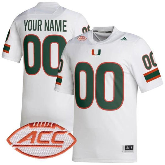 Custom Miami Hurricanes Jersey Name and Number College Football White Away Game – All Stitched by My Store