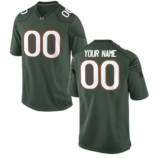 Custom Miami Hurricanes Jersey Name and Number NCAA College Football Green by My Store