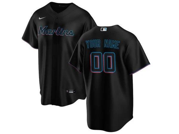 Custom Miami Marlins Cool Base Jersey - Black by My Store