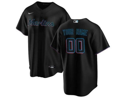 Custom Miami Marlins Cool Base Jersey - Black by My Store