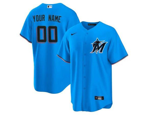 Custom Miami Marlins Cool Base Jersey - Light Blue by My Store