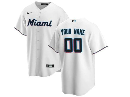Custom Miami Marlins Cool Base Jersey - White by My Store