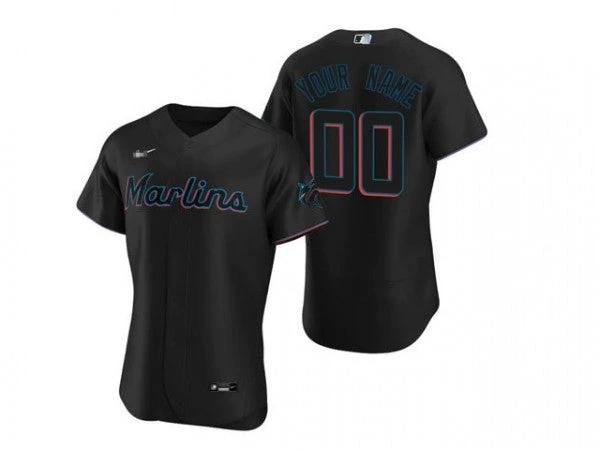 Custom Miami Marlins Flex Base Jersey - Black by My Store