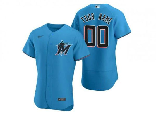 Custom Miami Marlins Flex Base Jersey - Light Blue by My Store