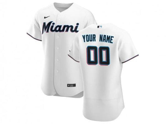 Custom Miami Marlins Flex Base Jersey - White by My Store