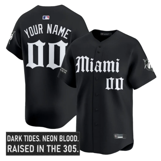 Custom Miami Marlins Jersey Name, Number Gothic Vice Edition Stitched Black by My Store