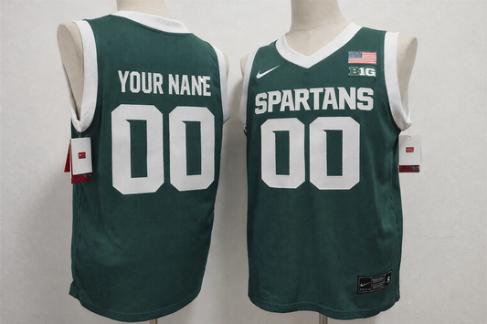 Custom Michigan State Spartans Basketball Jersey Name, Number Green Stitched by My store basketball