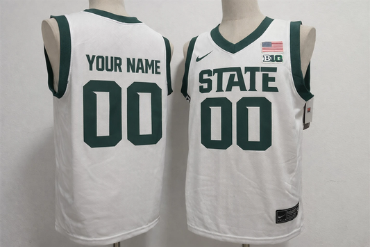 Custom Michigan State Spartans Basketball Jersey Name, Number White Stitched by My store basketball