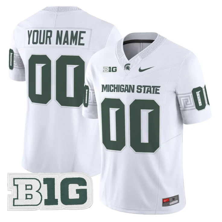 Custom Michigan State Spartans Jersey 2025 Vapor Limited Stitched White by My Store NCAA Football Jerseys