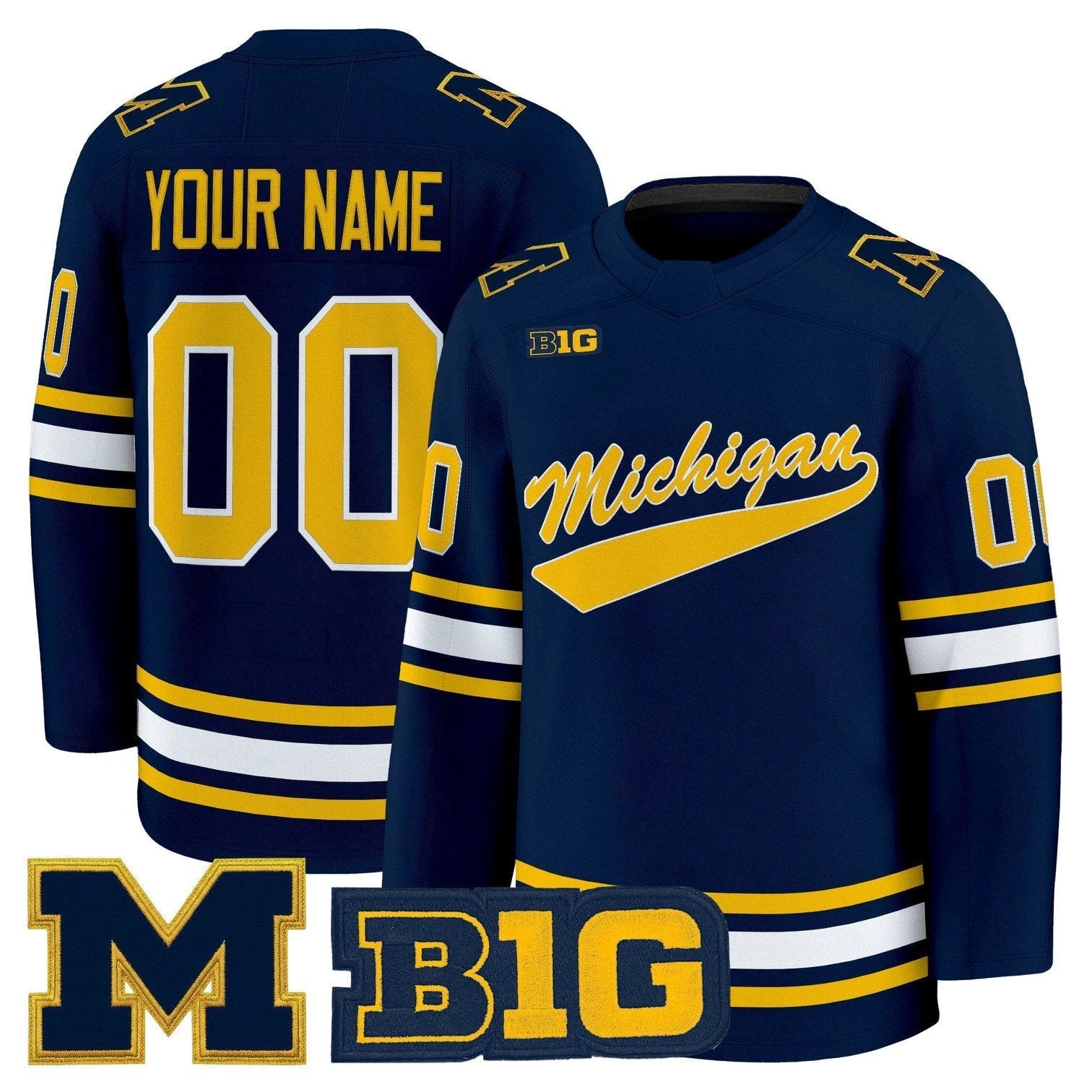 Custom Michigan Wolverines Jersey Name, Number 2025-26 Premium Stitched Navy by Hockey David