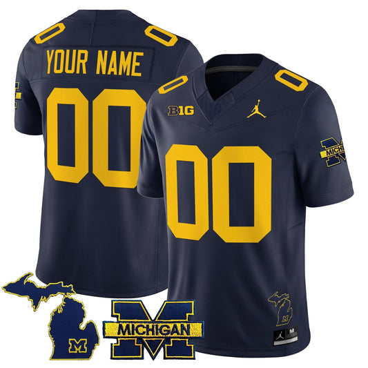 Custom Michigan Wolverines Jersey Name, Number 2025 Vapor Stitched Navy by NCAA Football Jersey