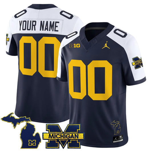 Custom Michigan Wolverines Jersey Name, Number 2025 Vapor Stitched Navy Alternate by NCAA Football Jersey