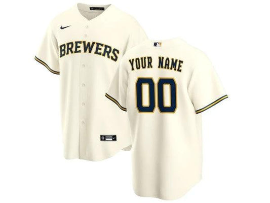 Custom Milwaukee Brewers Cool Base Jersey - Cream by My Store