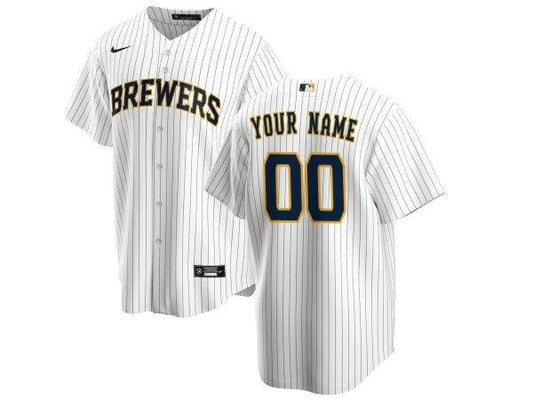 Custom Milwaukee Brewers Cool Base Jersey - White by My Store