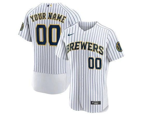 Custom Milwaukee Brewers Flex Base Jersey - White by My Store