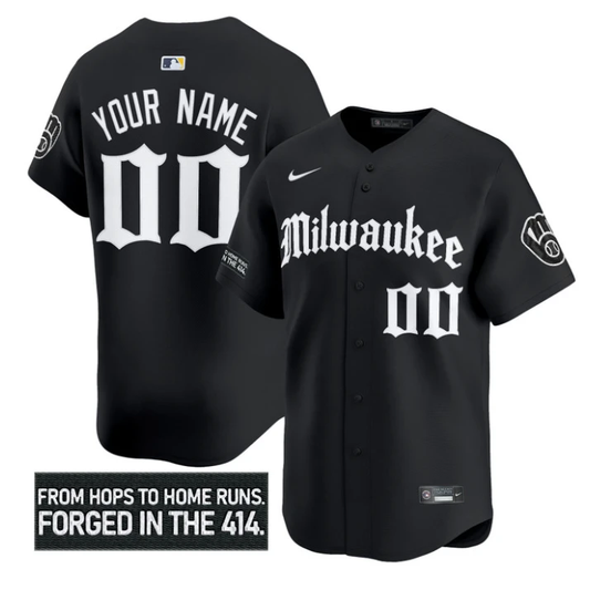 Custom Milwaukee Brewers Jersey Gothic 414 Shadows Edition Stitched Black by My Store