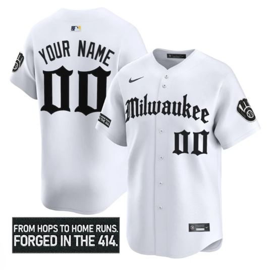 Custom Milwaukee Brewers Jersey Gothic 414 Shadows Edition Stitched White by My Store