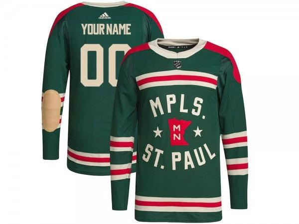Custom Minnesota Wild Green Winter Classic Jersey by Hockey David