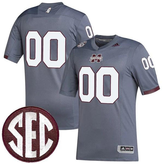 Custom Mississippi State Jersey Name and Number College Football Grey Premier Strategy – All Stitched by My Store