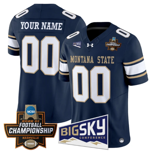 Custom Montana State Bobcats Jersey 2026 Football Championship Stitched Navy by My Store NCAA Football Jerseys