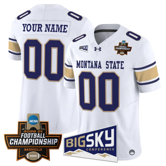 Custom Montana State Bobcats Jersey 2026 Football Championship Stitched White by My Store NCAA Football Jerseys