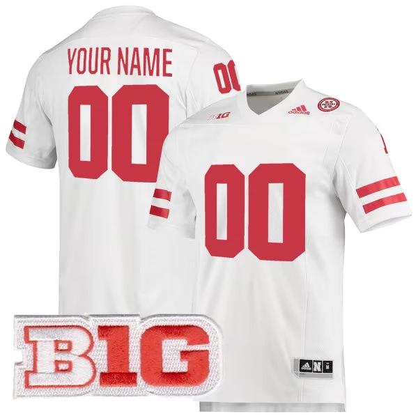Custom Nebraska Cornhuskers Jersey Name and Number College Football White Premier – All Stitched by My Store
